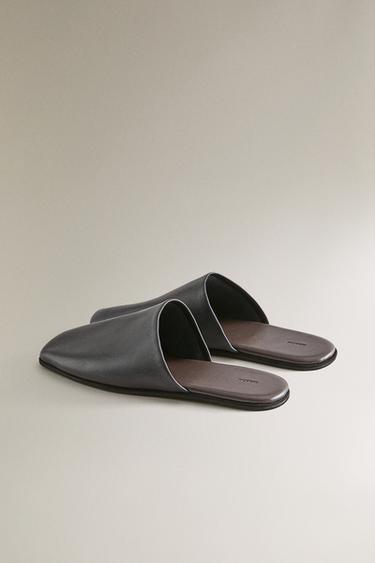 CHAUSSONS OUVERTS À L’ARRIÈRE CUIR - Noir de Zara - Image 3