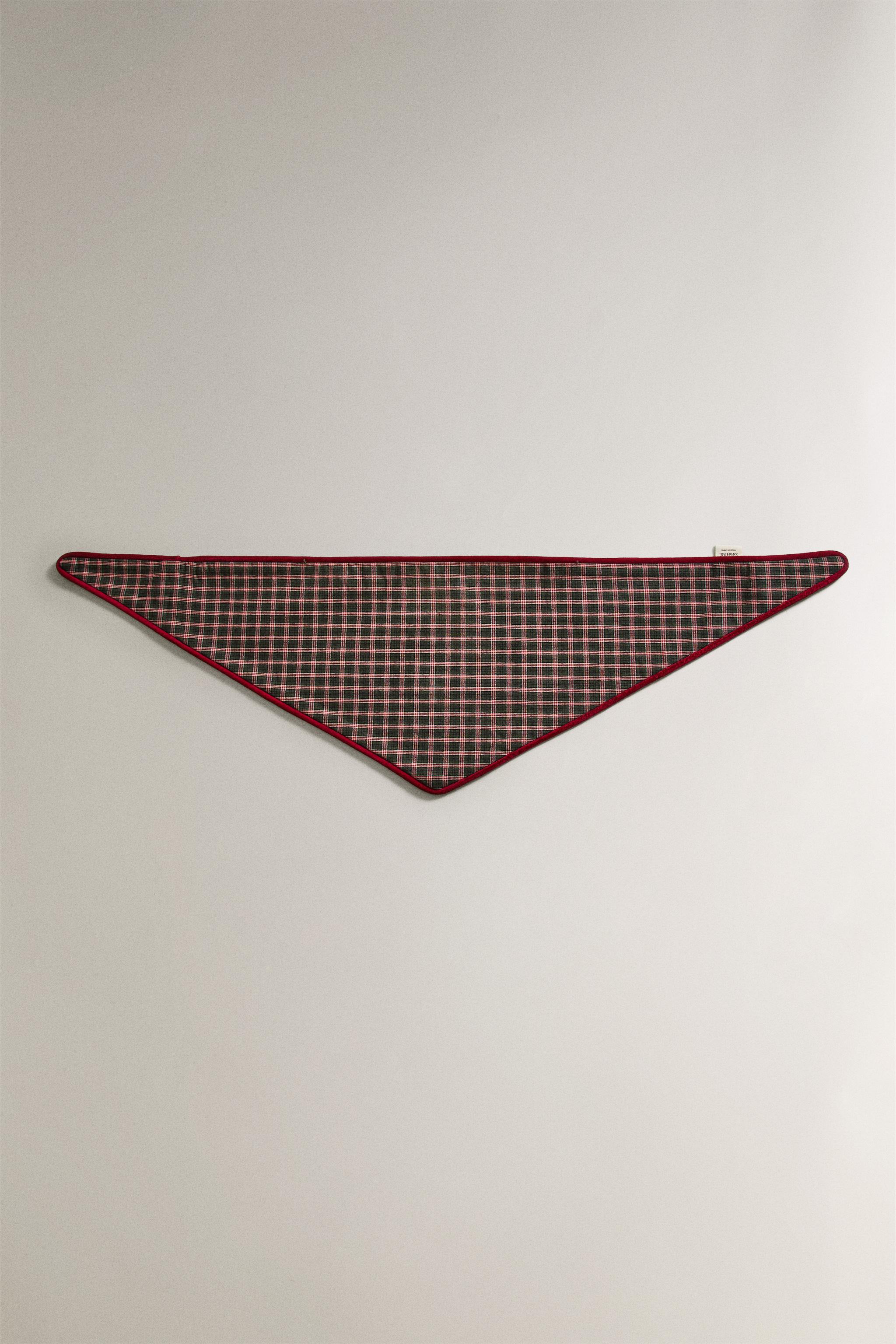CHRISTMAS COTTON CHECK PET BANDANA