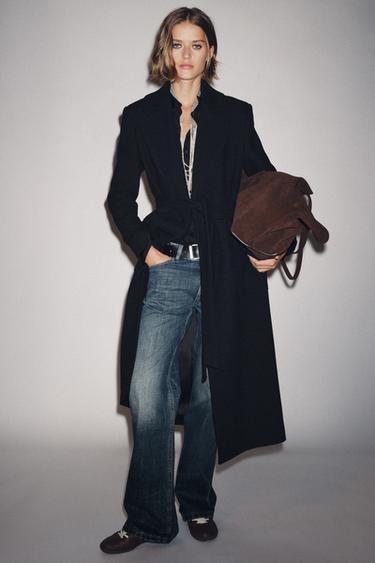 BOLSA DE PIEL SERRAJE MAXI SHOPPER - Chocolate de Zara