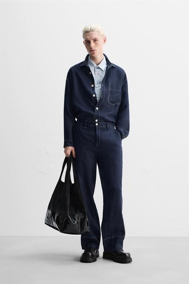 LINEN TROUSERS WITH TOPSTITCHING - Indigo by Zara - Image 0