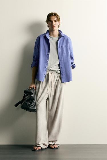 بنطلون مخطط بقصة مريحة - stone by Zara