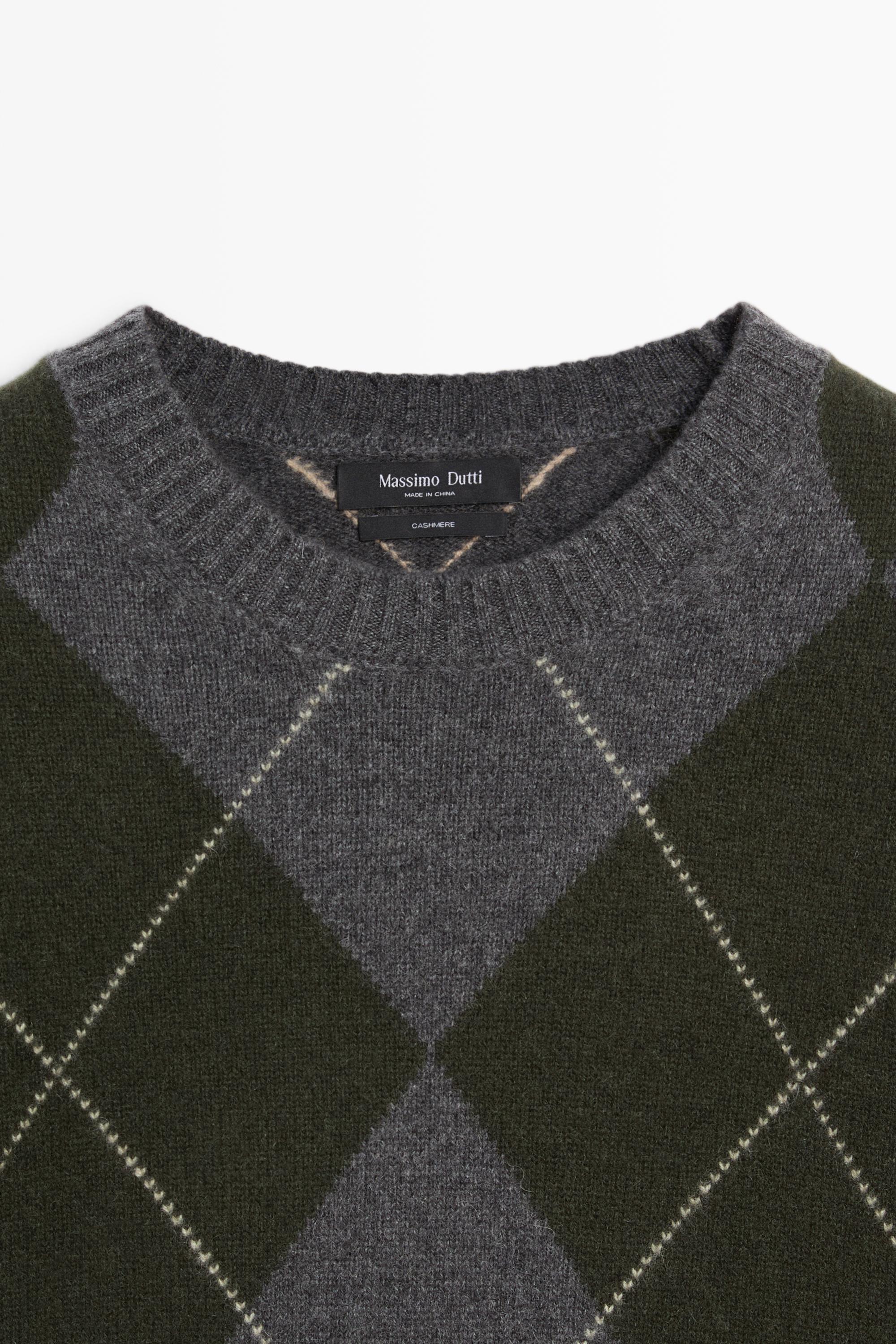 Pull en maille à motif losanges 100 % cachemire
