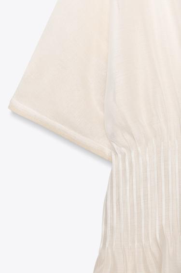 KNIT TOP WITH ORGANZA - Ecru by Zara - Image 9