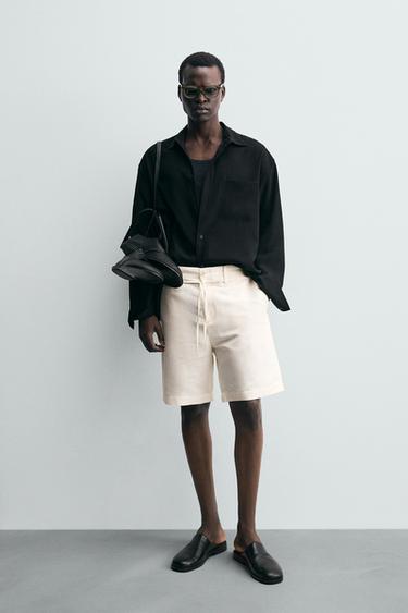 BERMUDA SHORTS WITH CORD - Oyster-white by Zara - Image 0