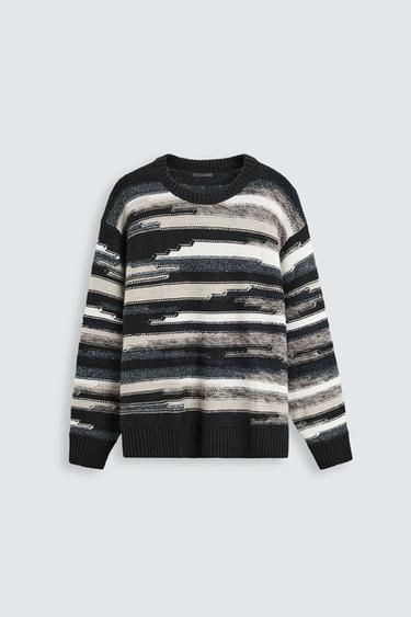 GEOMETRIC JACQUARD SWEATER - Blue by Zara