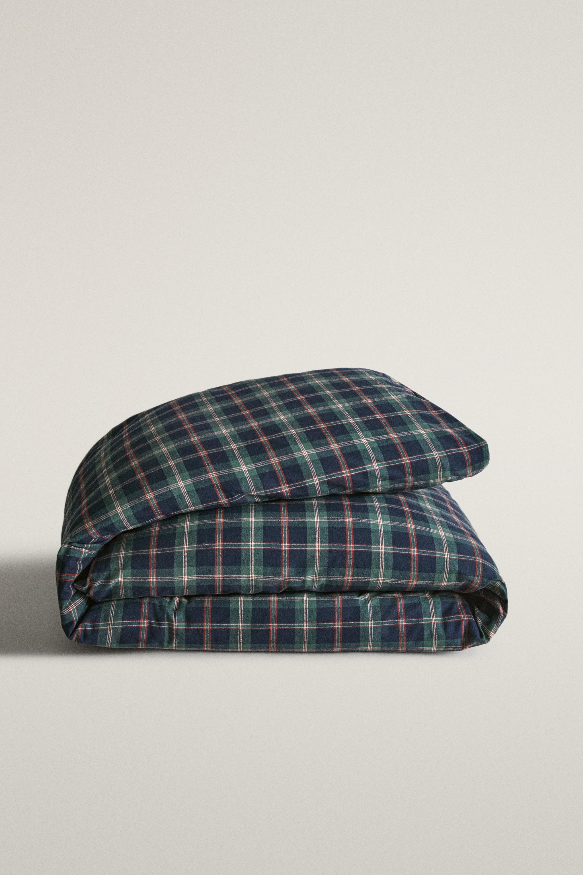 KIDS FLANNEL CHECK CHRISTMAS DUVET COVER