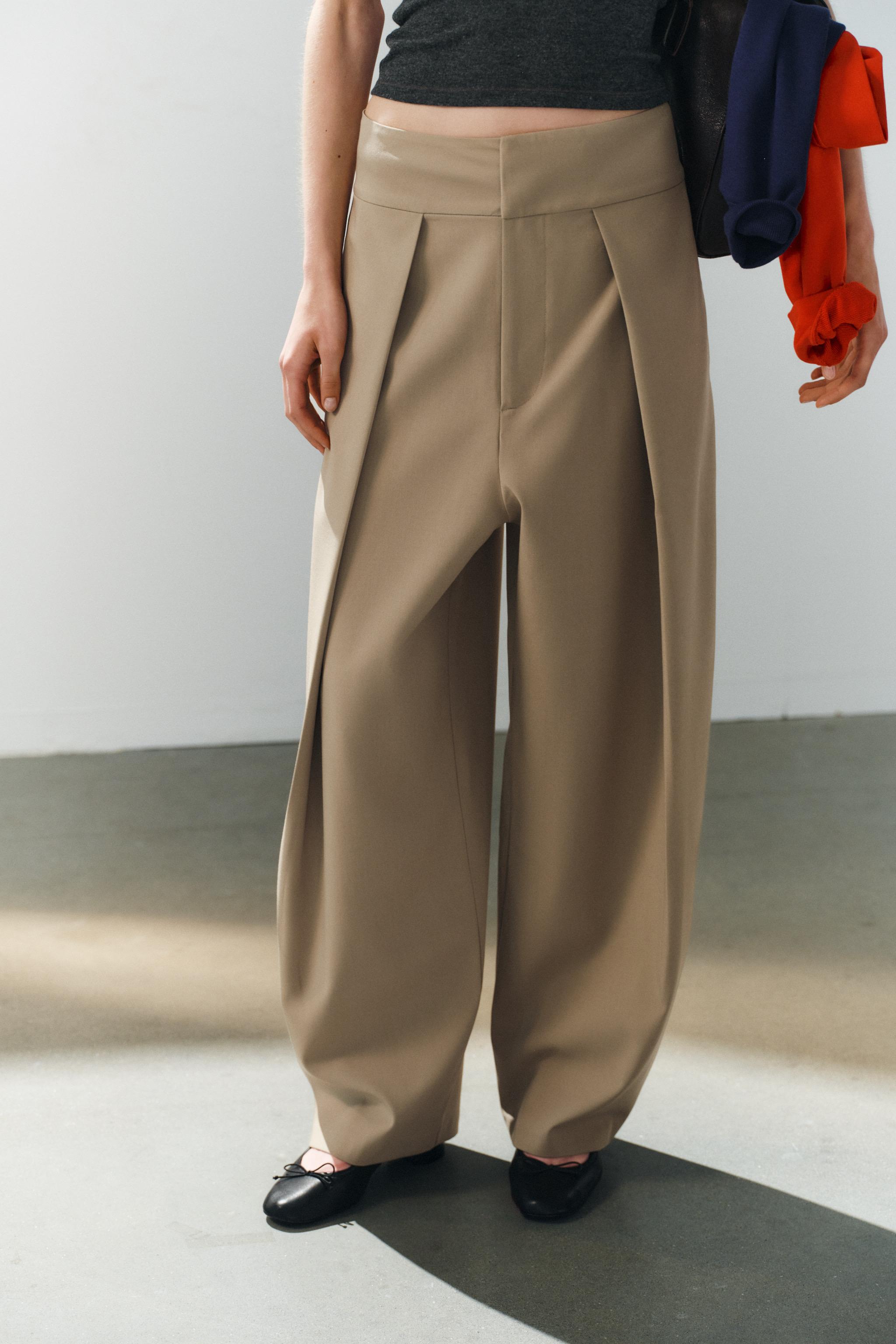 PLEATED BALLOON PANTS — Light camel