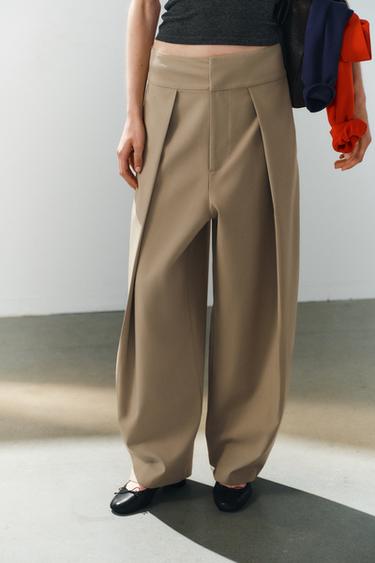 PLEATED BALLOON TROUSERS - Light camel by Zara