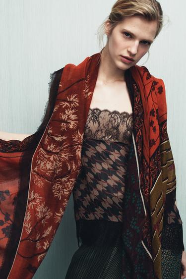 ORIENTAL PRINTED SCARF - Burgundy by Zara - Image 1