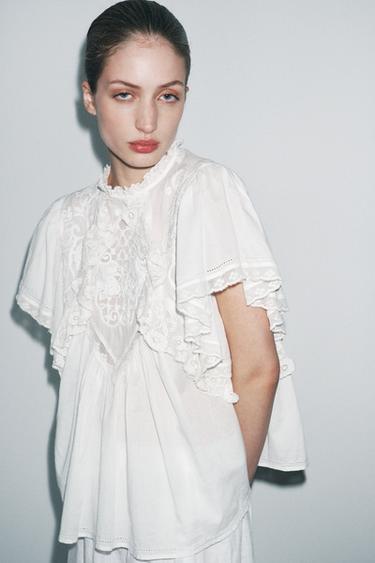 TOP BORDADOS ENCAJE LIMITED EDITION - Blanco de Zara