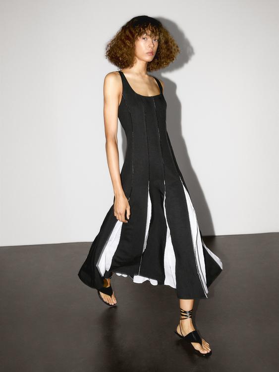 Long flowing linen blend dress