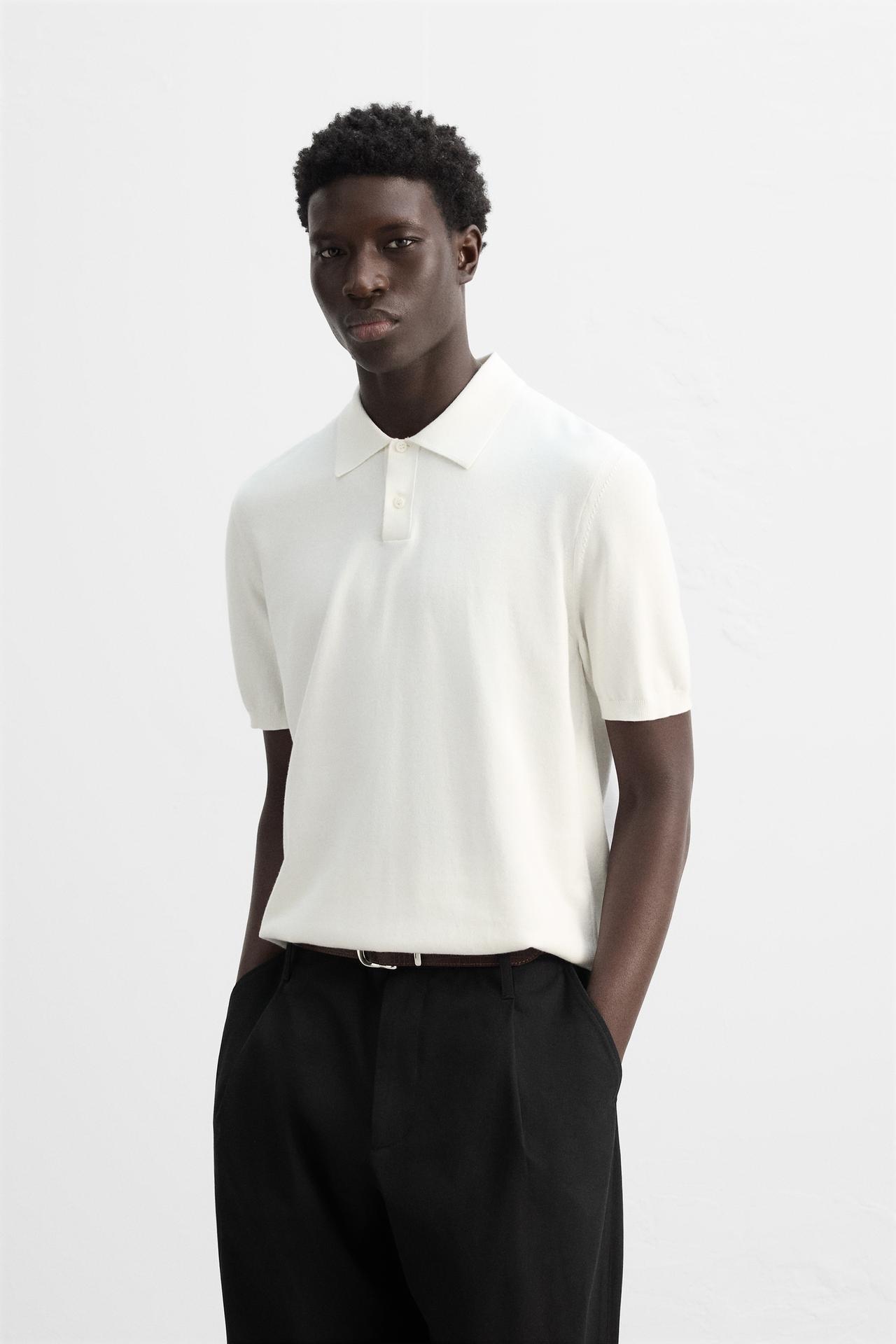COTTON KNIT POLO SHIRT - Ecru by Zara