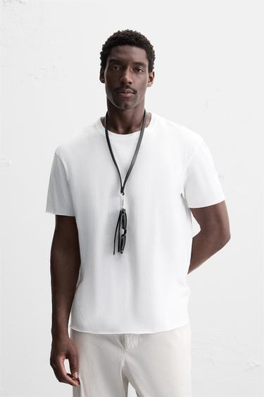 Zara IRREGULAR HEM T-SHIRT - White