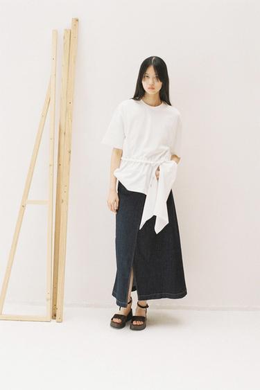 COMBINED POPLIN T-SHIRT - White by Zara - Image 0