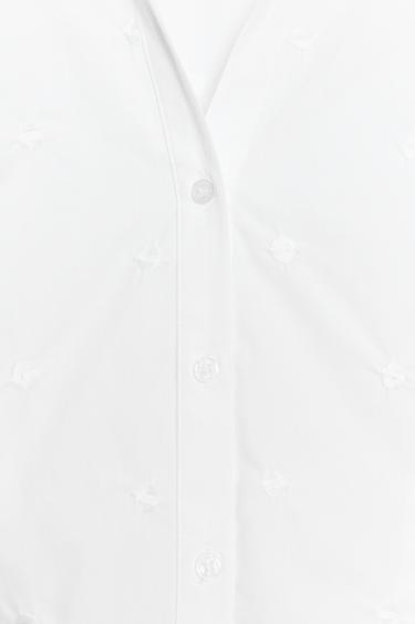 EMBROIDERED PUFF SLEEVE SHIRT - White by Zara - Image 8