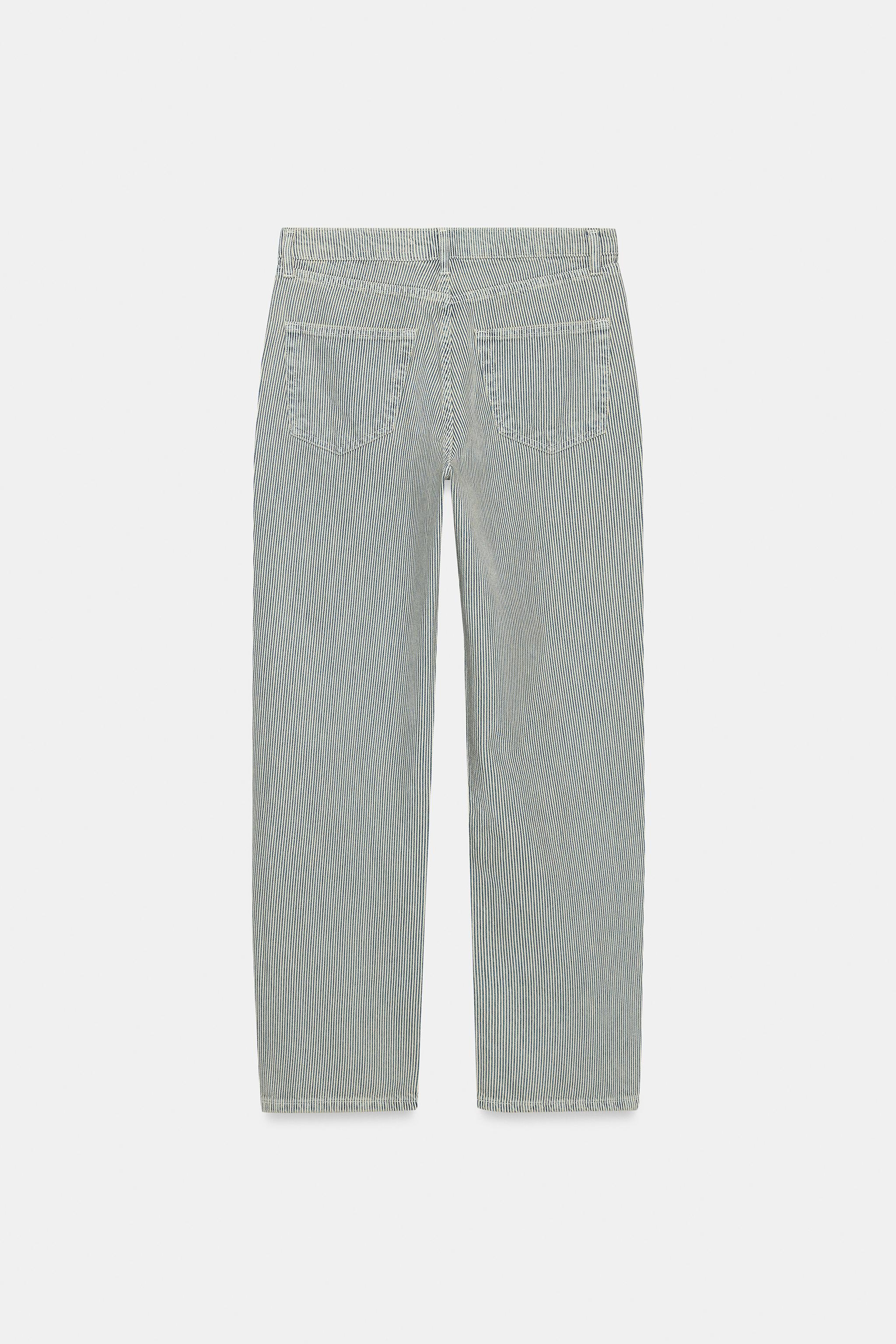 ZW COLLECTION LOW-RISE STRIPED STRAIGHT LEG JEANS