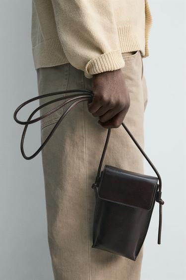 SAC BANDOULIÈRE EN CUIR - Marron de Zara - Image 1
