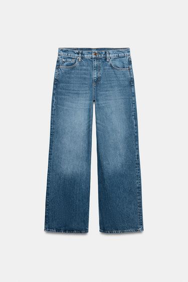 JEANS ZW COLLECTION WIDE LEG SHTRAT I ULËT - E kaltër nga Zara - Imazh 0