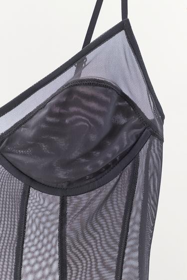 TOP EN TULLE STYLE LINGERIE - Bleu / Gris de Zara - Image 5