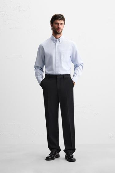 CAMISA ESTRUCTURA RAYAS - Azul / Blanco de Zara