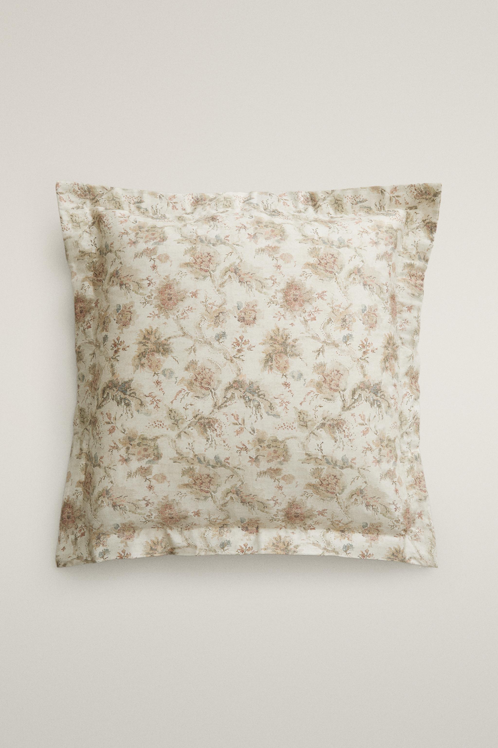 TAIE D’OREILLER FLEURS SATIN (300 FILS)