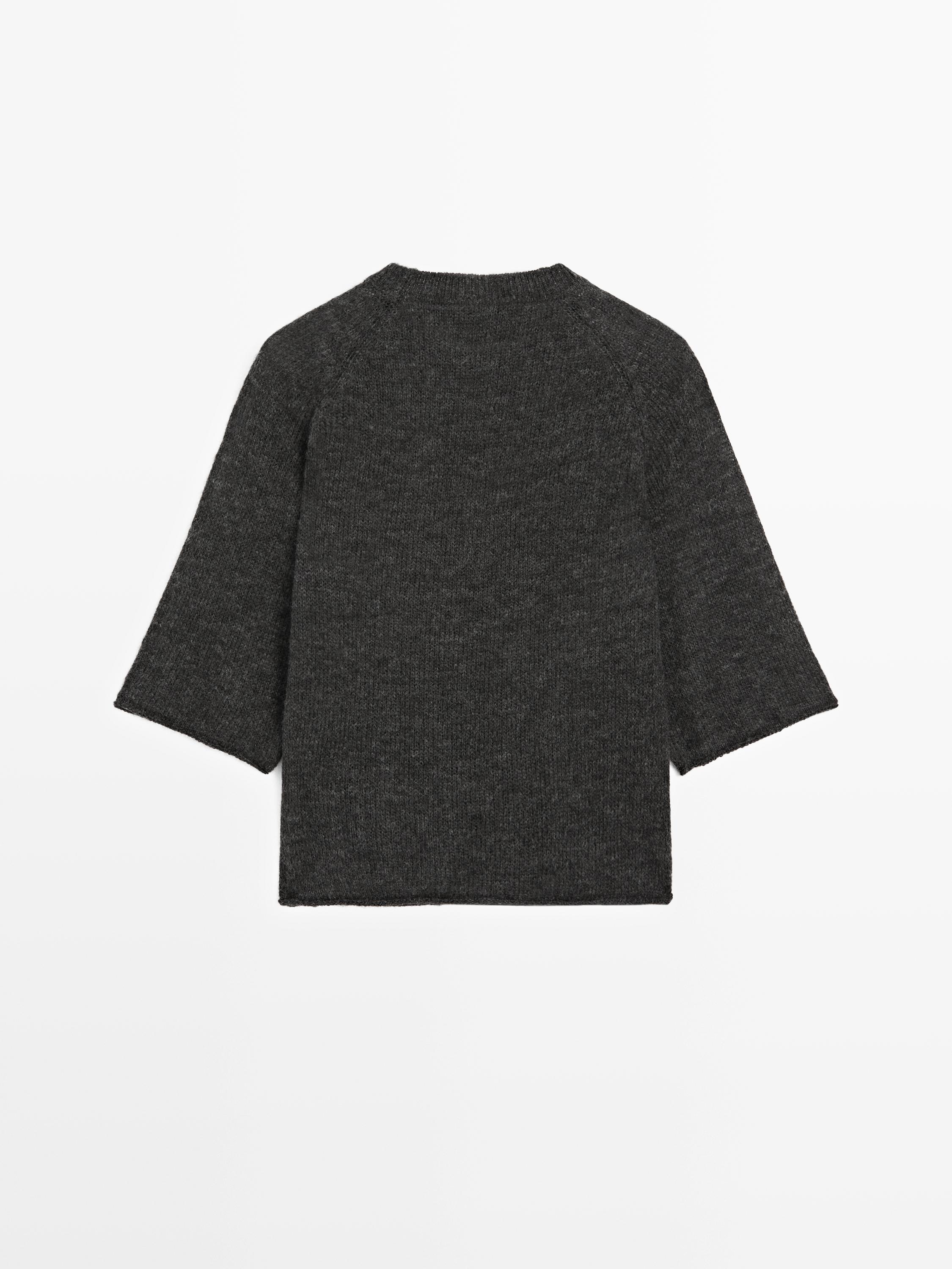 Knit alpaca and wool blend raglan sleeve sweater