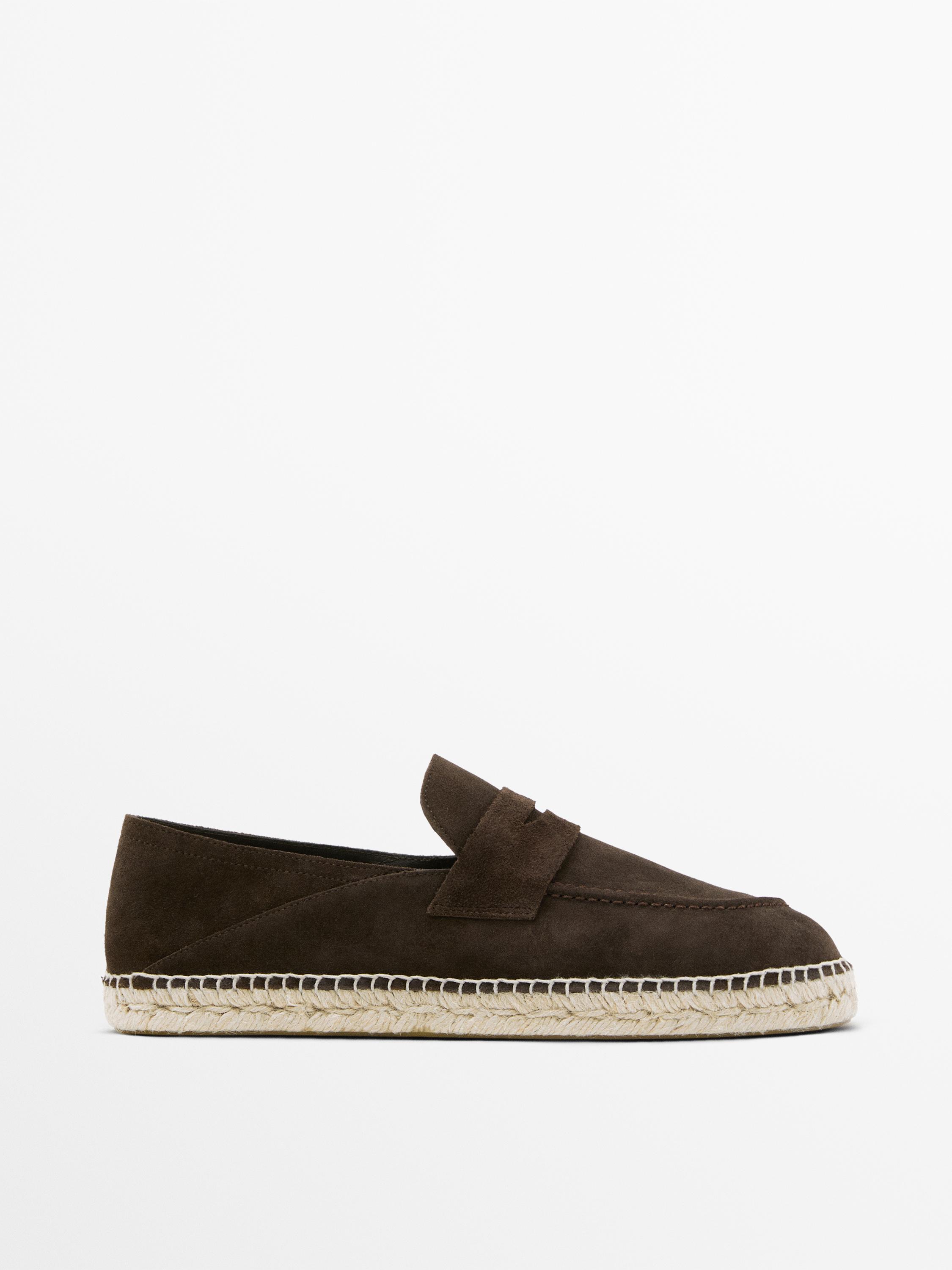 Espadrille masque en croûte de cuir