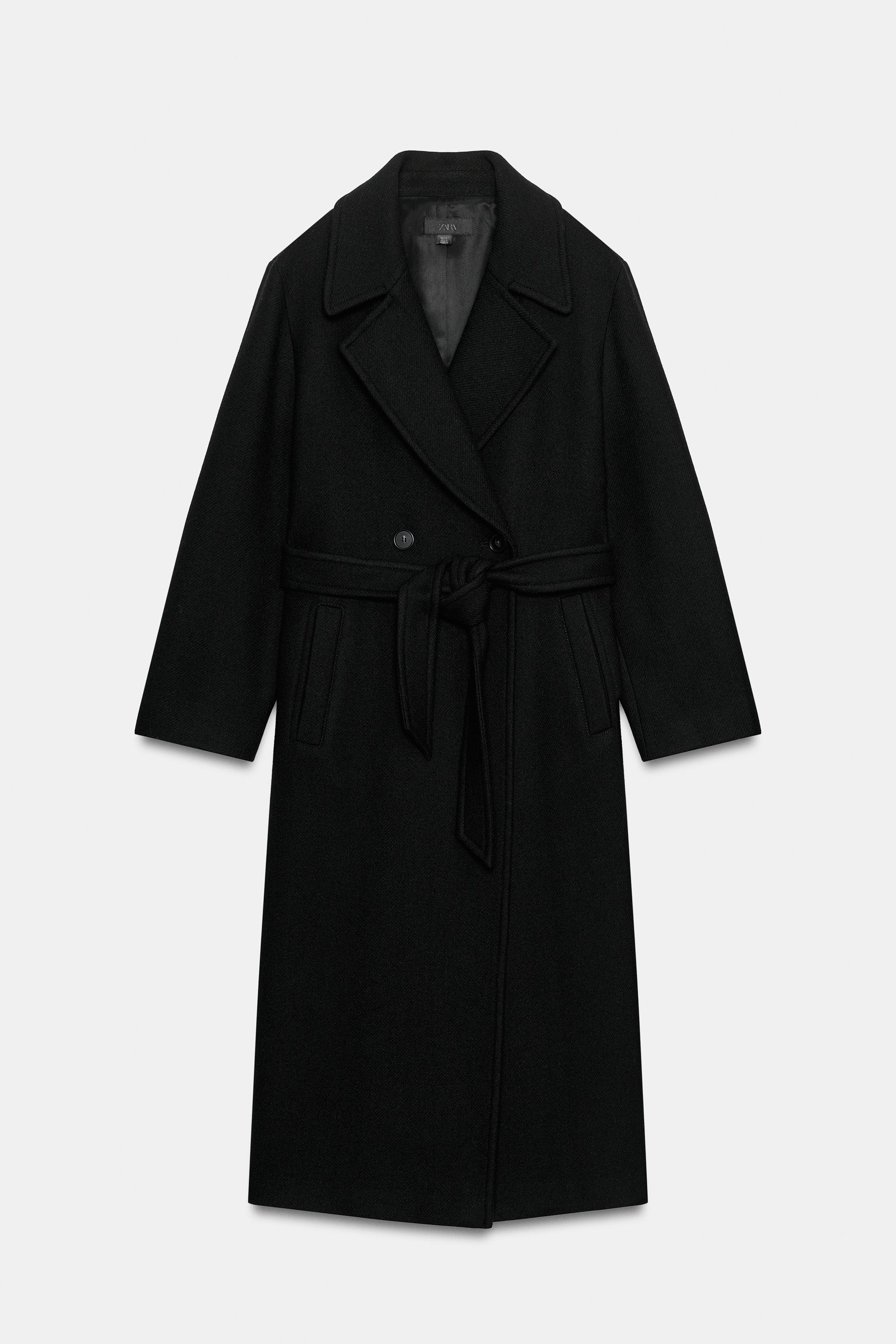 WOOL-BLEND BELTED LONG COAT