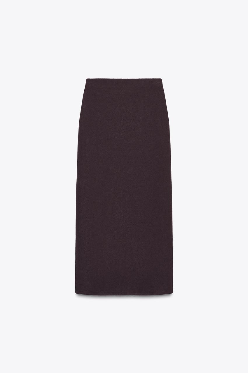 CUT-OUT KNIT MIDI SKIRT