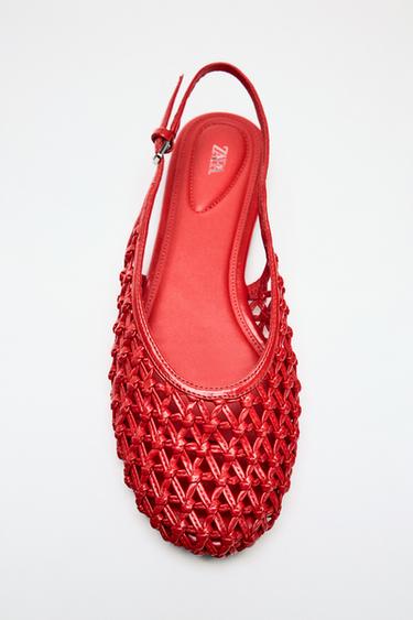BRAIDED-EFFECT SLINGBACK BALLET FLATS - Red by Zara