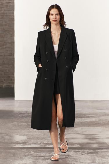 ZW COLLECTION TORAYTIRILGAN IKKI BORTLI PALTO - Qora Zara tomonidan - Tasvir 0