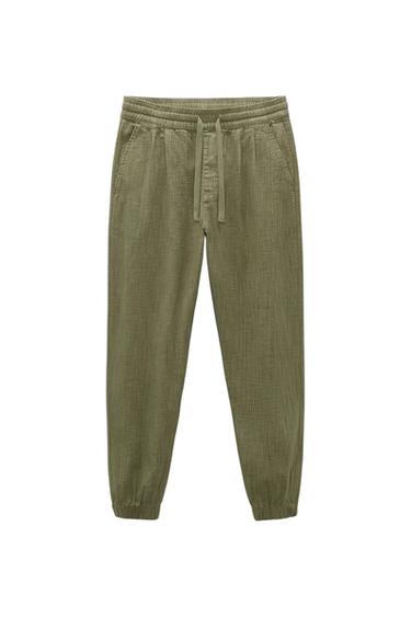 TEXTURED COTTON PANTS