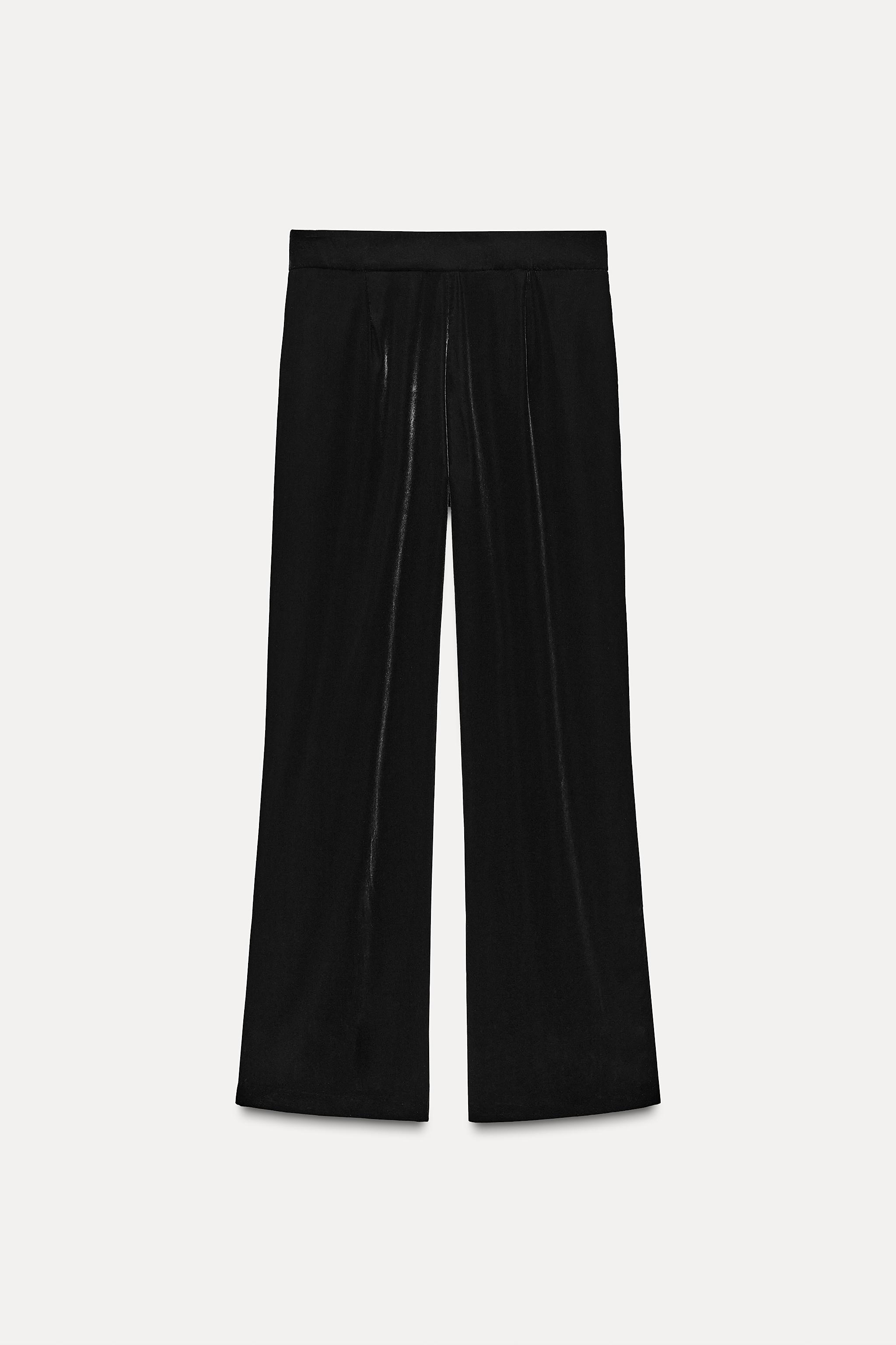 Zara Velvet Pants Zw Collection Black Women
