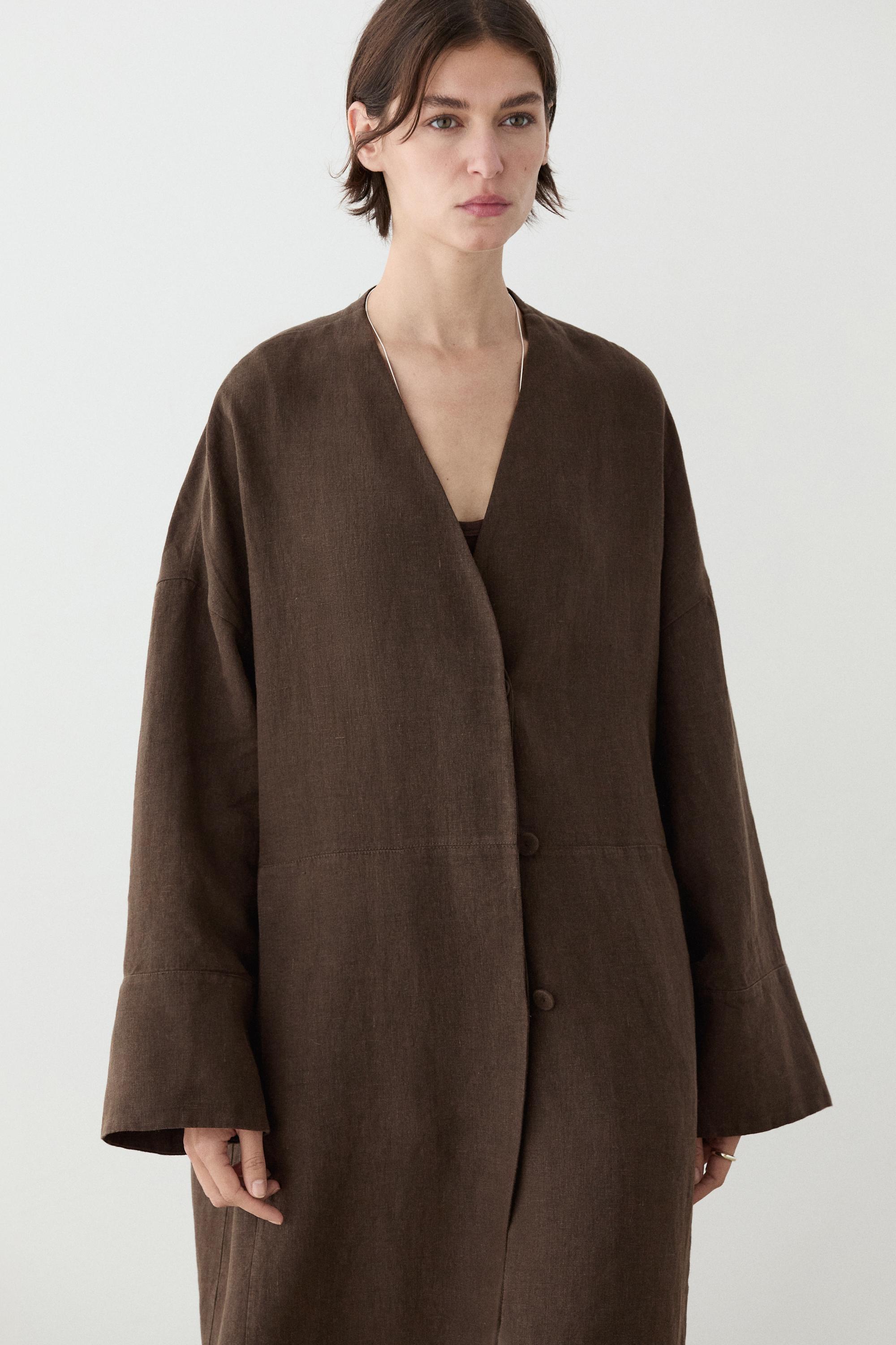 100% linen trench coat