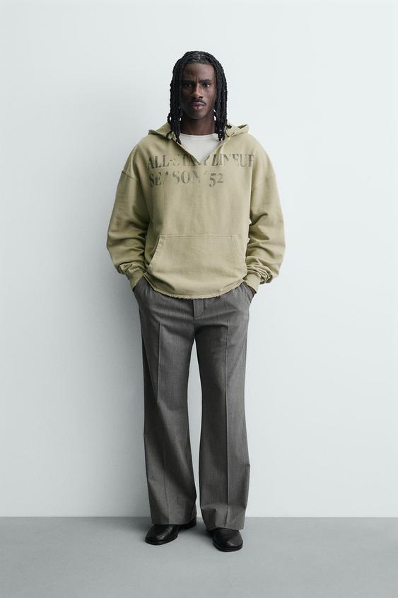 Zara — WASHED PRINTED TEXT SWEATSHIRT