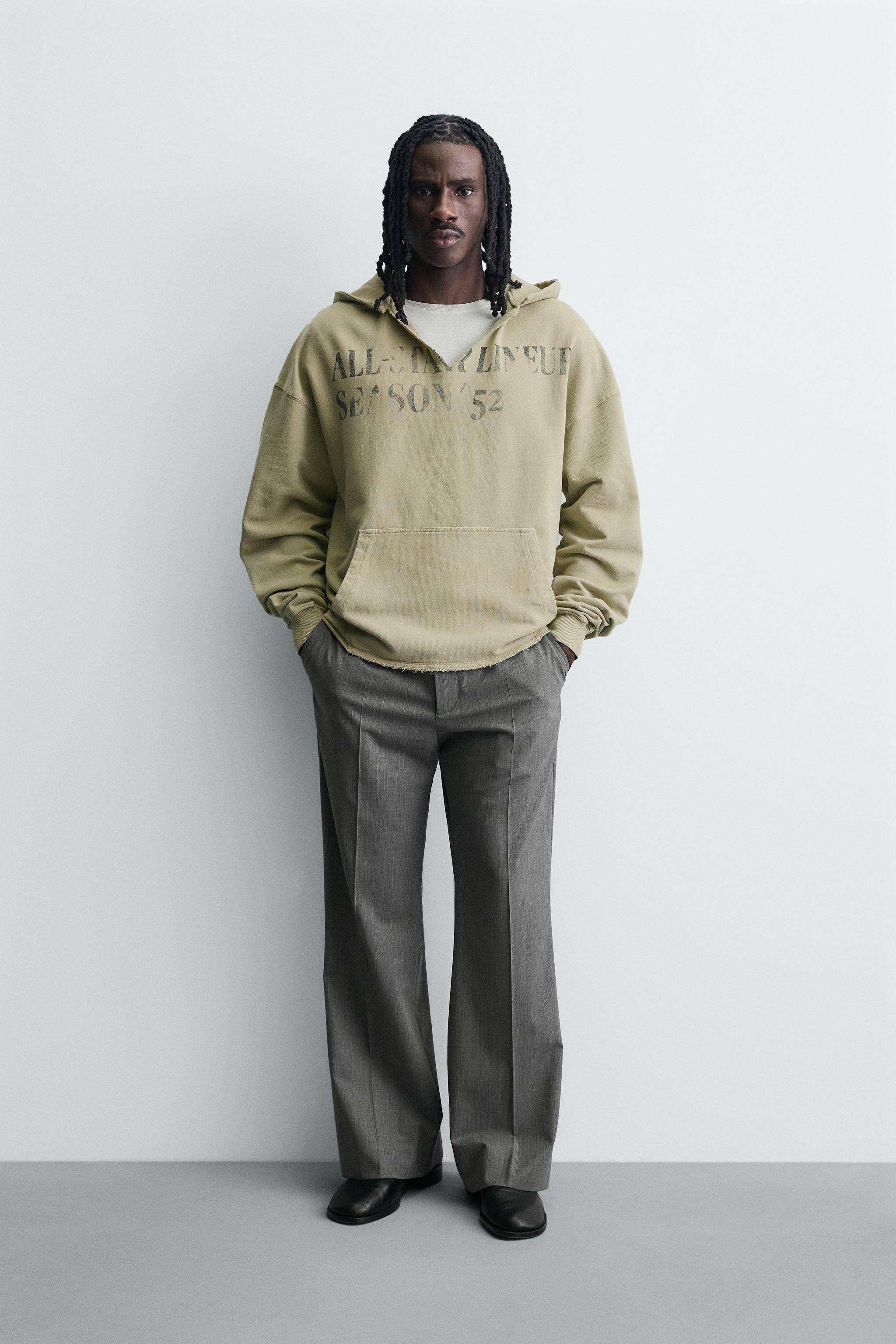 WASHED PRINTED TEXT SWEATSHIRT