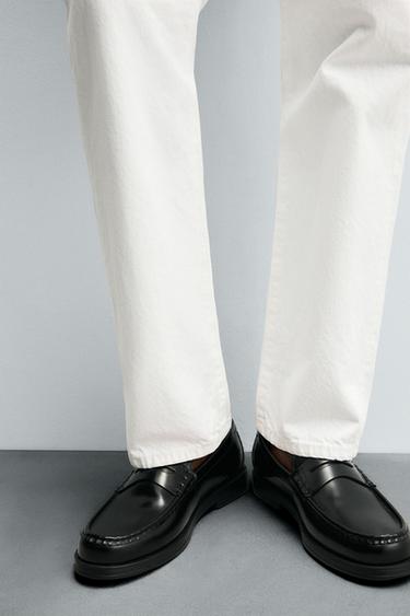 LEATHER PENNY LOAFERS - Black by Zara - Image 3