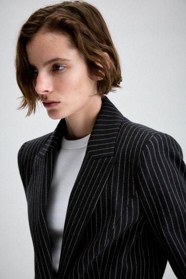 PINSTRIPE PEPLUM BLAZER - Navys / Ecrus by Zara