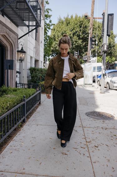 WIDE-LEG PLUSH TROUSERS - Black by Zara - Image 4