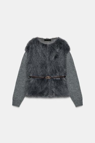 CHAQUETA EFECTO PELO COMBINADA - Gris medio de Zara - Imagen 0
