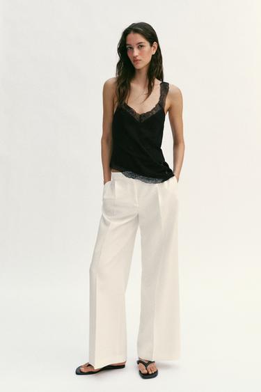 АСИММЕТРИЧНЫЙ КРУЖЕВНОЙ ТОП В СТИЛЕ РУСТИК — ЧЕРНЫЙ от Zara