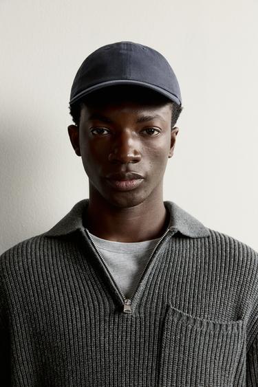 CONTRAST-TRIM STRAPBACK CAP — Navy blue 2