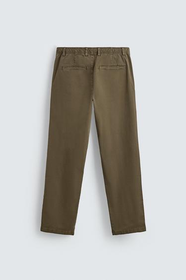 PANTALON STRAIGHT FIT SERGÉ - Kaki foncé de Zara - Image 7