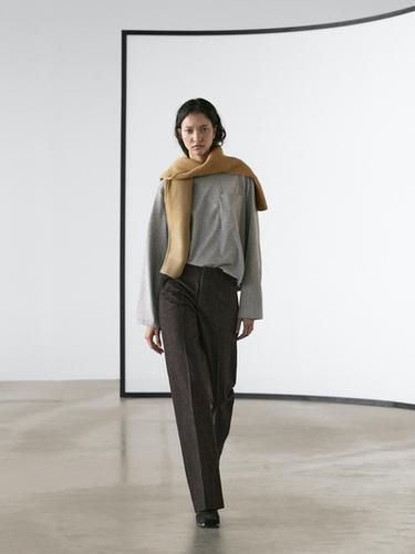 Jeans wide leg tiro medio - Gris / Natural de Zara