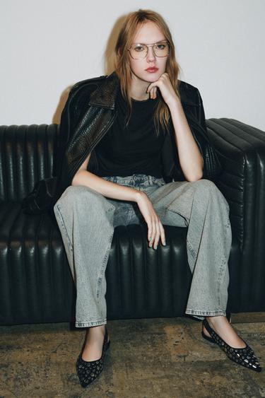 BAILARINA DESTALONADA TACHAS - Negro de Zara