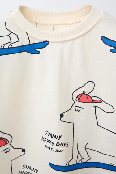 DOG PRINT JOGGING T-SHIRT AND BERMUDA SHORTS SET - Ecru by Zara - Image 2