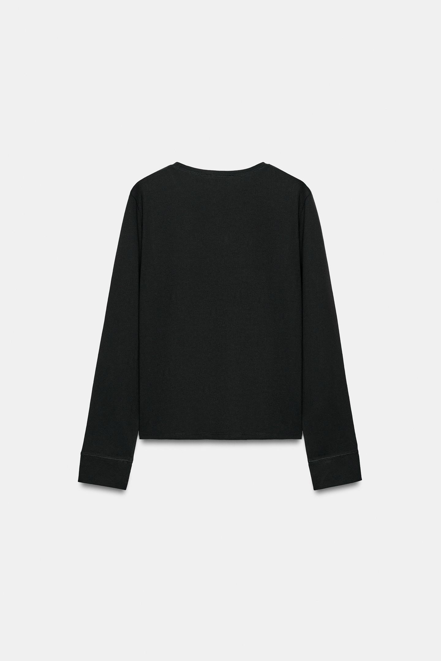 Женская футболка Zara Rustic Cotton, цвет: Чёрный — фото 6