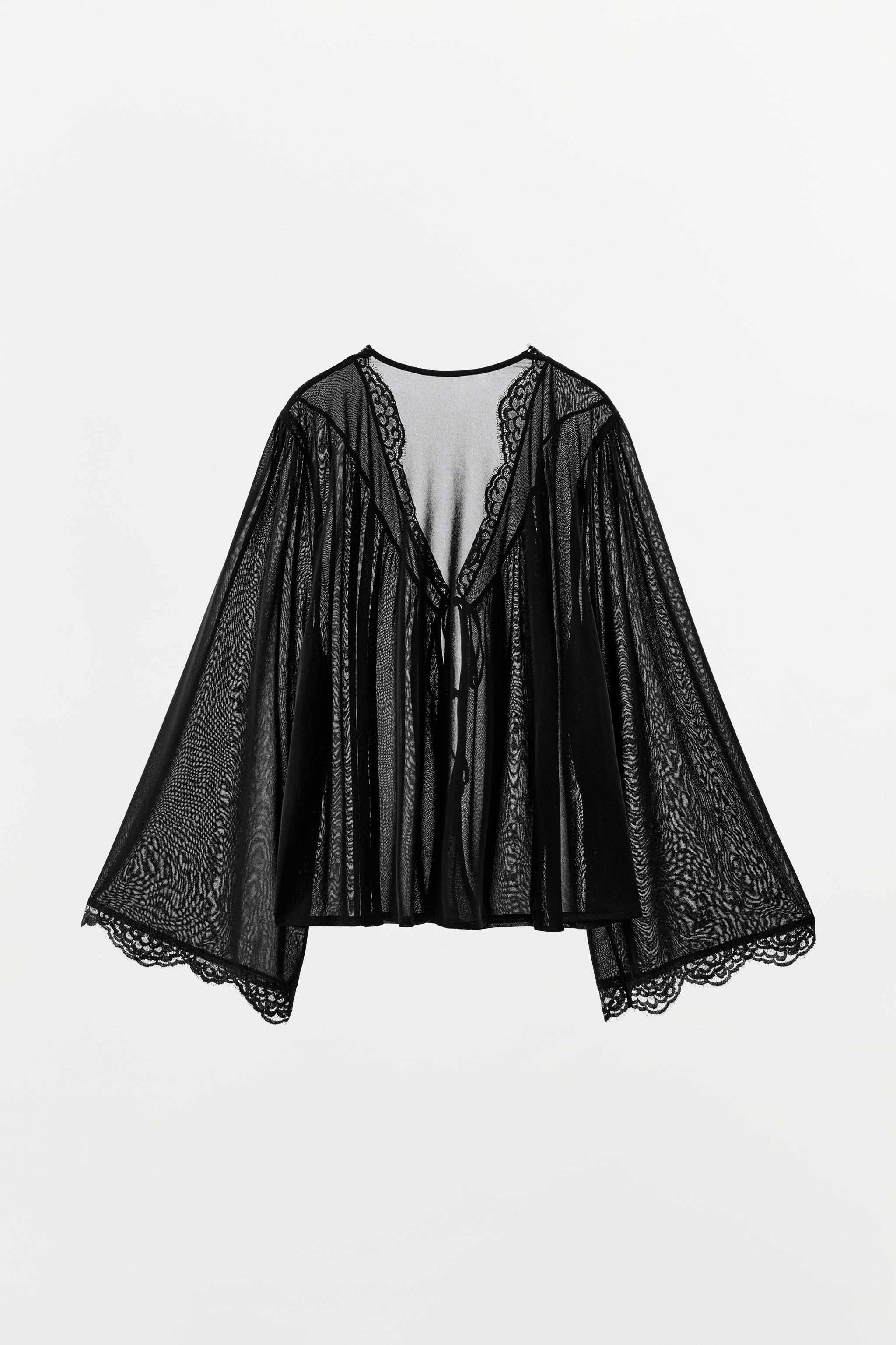 LACE TIE-FRONT BLOUSE