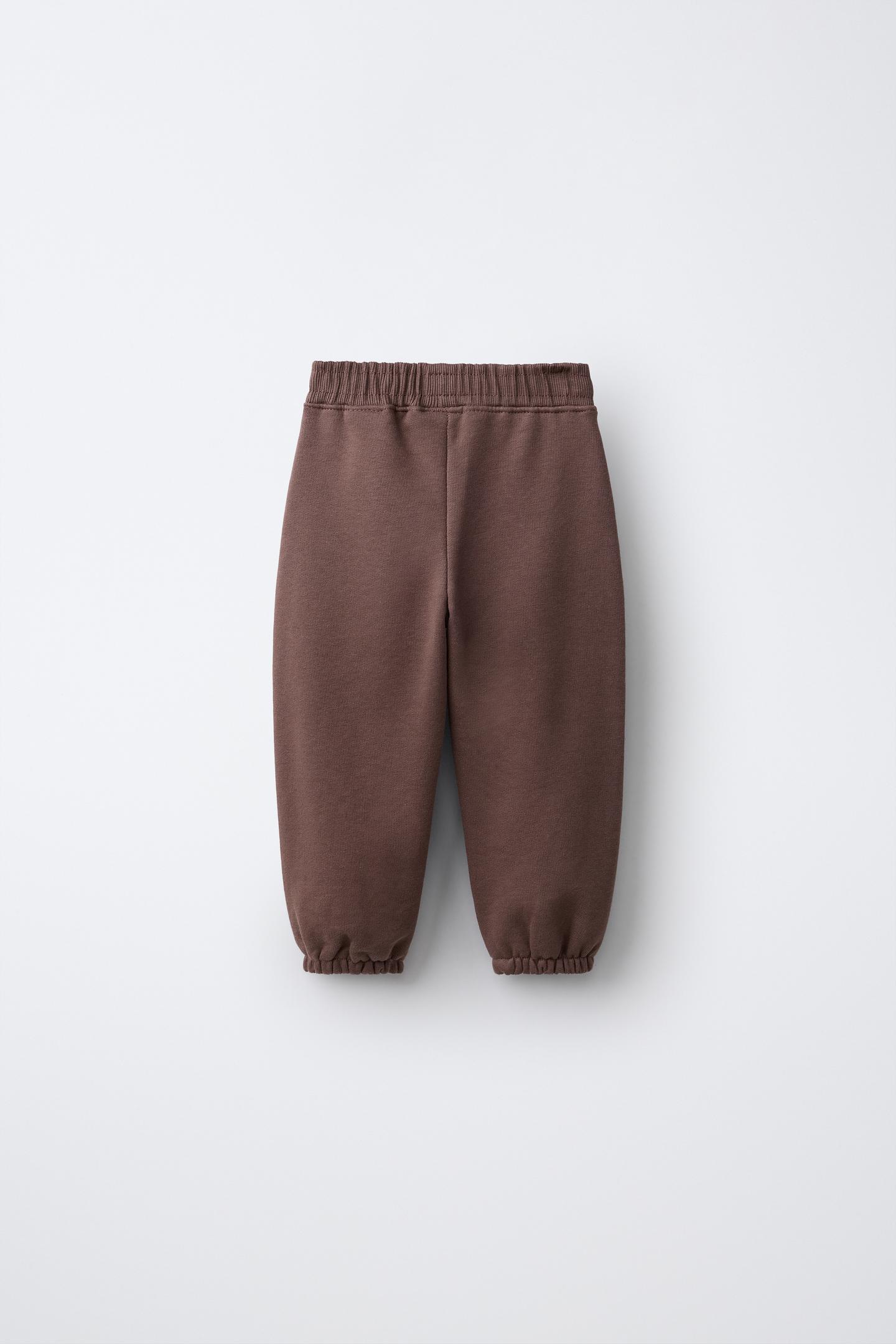 Детские брюки Zara Solid Jogger, цвет: Тёмный коричневый — фото 3