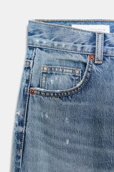 JEANS TRF WIDE LEG DÉCHIRURES TAILLE HAUTE - Bleu de Zara - Image 7